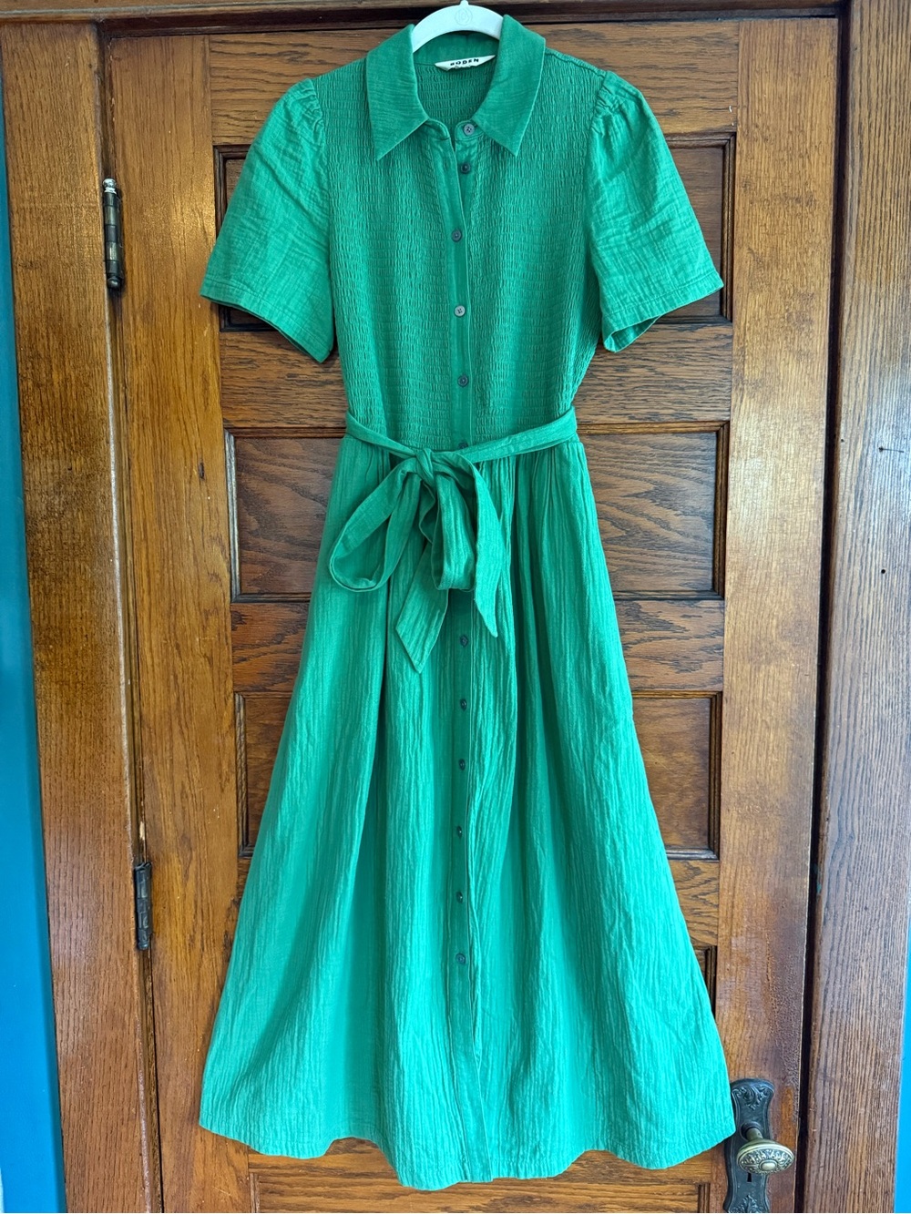 BODEN 100% Cotton Amber Double Cloth Midi Dress Cottagecore Prairie Casual US 8 - Picture 3 of 11
